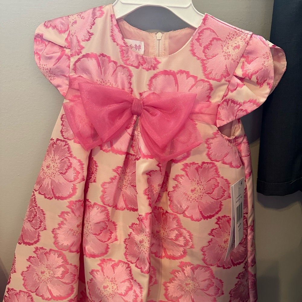 Bonnie Jean Flutter-Sleeve Floral Jacquard Fit-And-Flare Dress size 24 month